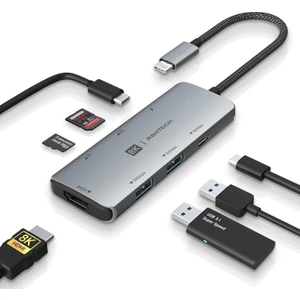 Macbook Ipad Uyumlu Alüminyum 7 In 1 Hub 8k Hdmı  10 Gbps  100 W Pd ve Sd/tf Kart USB C 3.2 Gen2