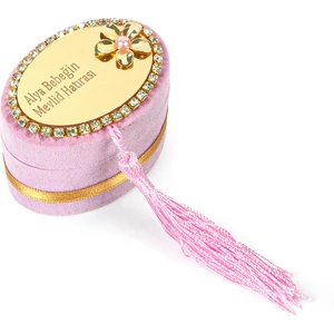 5 Adet Kadife Kutulu Zikirmatik ve Inci Tesbihli Mevlüt Seti Pembe