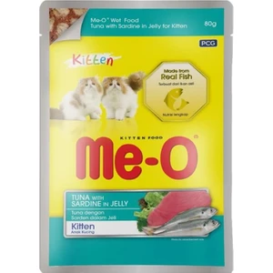 Me-O Pouch Jöle İçinde Ton Balıklı Sardalyalı Yavru Kedi Konservesi 80 Gr