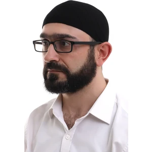Siyah Kışlık Çapraz Desenli Dokuma Takke