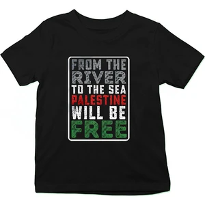 Filistin Siyah Unisex Çocuk Tişört T-Shirt
