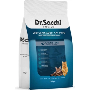 Dr.Sacchi Premium Düşük Tahıllı Somonlu ve Ton Balıklı Kedi Maması 1.5 Kg