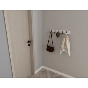 3 Boyutlu Hepsi Modern Duvar Kanca Askılık - 5 Adet Siyah Askılık - 60 cm Beyaz Mdflam - Model 106