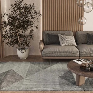 Cool Halı Elit 08 Gri Multi Bukle Salon Halısı Hav Toz Vermez Mutfak Halısı Etnik Örgü Desen Modern Koridor Halısı Makine Dokuması Kesme Yolluk