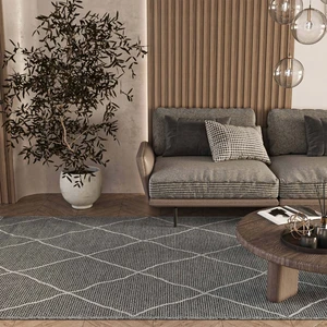 Cool Halı Elit 02 Gri Bukle Salon Halısı Hav Toz Vermez Mutfak Halısı Etnik Örgü Desen Modern Koridor Halısı Makine Dokuması Kesme Yolluk