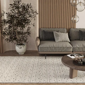 Cool Halı Elit 13 Krem Gri Bukle Salon Halısı Hav Toz Vermez Mutfak Halısı Etnik Örgü Desen Modern Koridor Halısı Makine Dokuması Kesme Yolluk