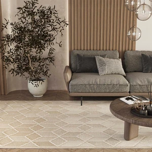 Cool Halı Elit 03 Bej Salon Halısı Hav Vermez Mutfak Halısı Etnik Desen Koridor Halısı Kesme Yolluk