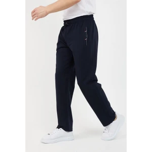 Lacivert Erkek Fermuar Cep Nakış Detaylı Düz Paça Rahat Kesim Eşofman Altı