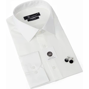 Krem Ekstra Büyük Yaka 4 Drop Rahat Kesim Micro Kumaş Kol Düğmeli Regular Fit Erkek Gömlek - 189-10-DC24W