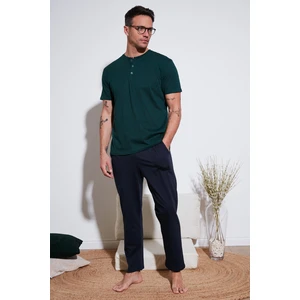 Pamuklu Beli Lastikli Regular Fit Kısa Kollu  Erkek Pijama Takımı 6572009