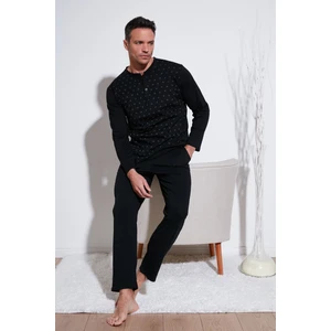 Pamuklu Beli Lastikli Regular Fit Uzun Kollu  Erkek Pijama Takımı 6572008