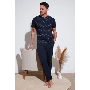 Pamuklu Beli Lastikli Regular Fit Kısa Kollu  Erkek Pijama Takımı 6572009