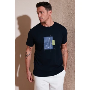 Baskılı Pamuklu Bisiklet Yaka Slim  Erkek T Shirt 646R8040