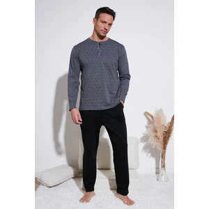 Pamuklu Beli Lastikli Regular Fit Uzun Kollu  Erkek Pijama Takımı 6572008