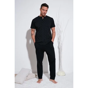 Pamuklu Beli Lastikli Regular Fit Kısa Kollu  Erkek Pijama Takımı 6572009