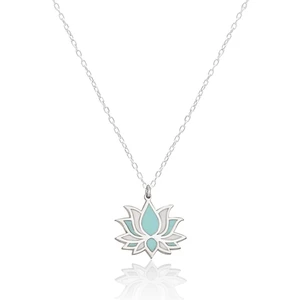 Dkmn Silver 925 Ayar Gümüş Mineli  Lotus Çiçeği Kolye