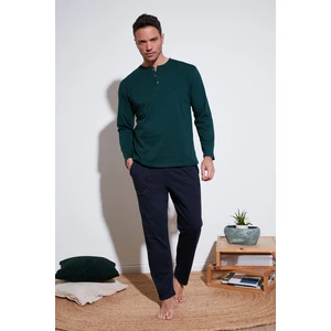 Pamuklu Beli Lastikli Regular Fit Uzun Kollu  Erkek Pijama Takımı 6572008
