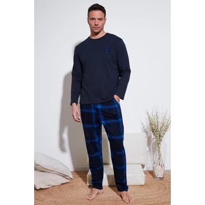 Pamuklu Beli Lastikli Regular Fit Uzun Kollu  Erkek Pijama Takımı 6572007