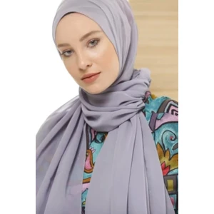 Flora Tekstil Krep Şifon Şal Gri 210X 75 FLR241433
