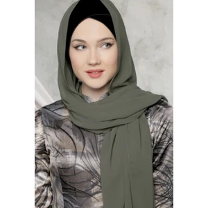 Flora Tekstil Krep Şifon Şal Haki 210X 75 FLR241433