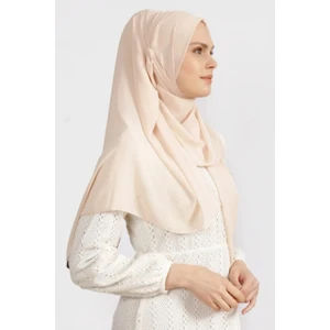 Flora Tekstil Krep Şifon Şal Krem  210X 75 FLR241433