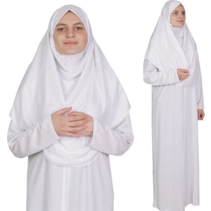 Zehranaz Namaz Elbisesi Beyaz Fermuarlı Namaz Elbisesi1