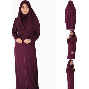 Zehranaz Namaz Elbisesi Bordo Fermuarlı Namaz Elbisesi1