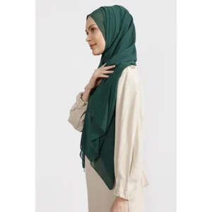 Flora Tekstil Krep Şifon Şal Zümrüt Yeşil 210X 75 FLR241433