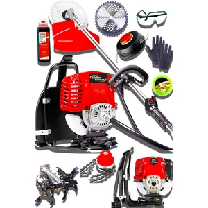 Lieber German 2.4 Hp Sırt Tipi Turbo Benzinli Çapalı Ot Çalı Kesme Benzinli Çim Biçme Tırpan Makinesi