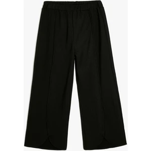 Basic Pantolon Geniş Paça Beli Lastikli Dokulu