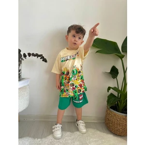 Miniko Kids Erkek Çocuk Mınecraft Pamuk Desenli Şortlu Takım