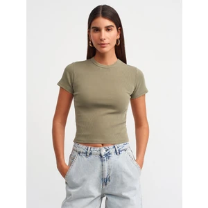30457 Yıkama Efektli T-Shirt-Haki
