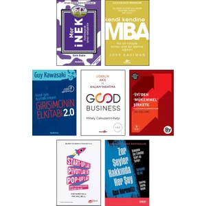 Mor İnek (Seth Godin) + Kendi Kendine Mba (Josh Kaufman) + Girişimcinin El Kitabı 2.0 + Good Business + İyiden Mükemmel Şirkete + Start-uplar Pivotlar ve Pop-uplar + Zor Şeyler Hakkında Her Şey /7li