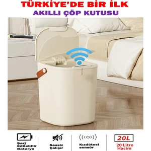 Akıllı Teknolojik Şarj Edilebilir Çöp Kutusu Otomatik Sensörlu Çöp Tenekesi Şarjlı Çöp Kovası 20L