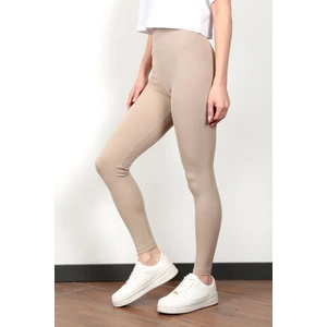 Toparlayıcı Taş Rengi Kadın Kaşkorse Fitilli Spor Yoga Tayt - 4102