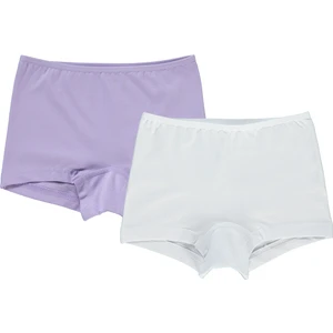 Civil Girls Kız Çocuk 2'li Boxer Set 2-10 Yaş Beyaz Lila
