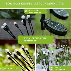 Güneş Enerjili Lamba Bahçe Dekoru Ateş Böceği Solar Lamba Güneş Enerjili Bahçe Lambası 8 Dallı (10 Adet)