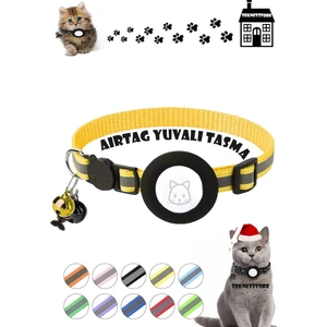 TEKNETSTORE Kedi Tasması Airtag Yuvalı Kilitli Güvenlik Aparatı Airtag Kılıfı ve Zil Boyun Tasması Gps