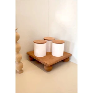 Akya Wood Ahşap Ayaklı Sunumluk, Baharatlık Standı, dekor