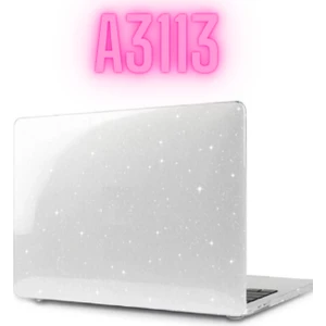 TEKNETSTORE Macbook Air 2024 13.6 Inç M3 Çip A3113 Uyumlu Simli Parlak Crystal 360 Derece Korumalı Kapak
