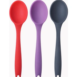 Pink Rose Bybirgül Büyük Boy Yanmaz Yapışmaz Silikon 3lü Spatula Kaşık Set Antrasit ,kırmızı,lila Renk 3 Adet