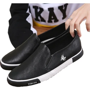 Erkek Bahar Slip-On Beyaz Ayakkabı Erkek Düz Lastik Ayakkabı Kaykay Ayakkabı Günlük Iş Ayakkabısı (Yurt Dışından)