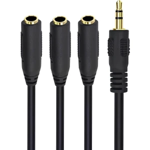 Speeduf 5+1 Ses Sistemi Bağlantı Aux Kablosu 1 Erkek 3 Dişi Çoklayıcı