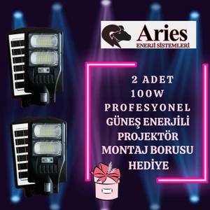 100W 2 Adet Güneş Enerjili Profesyonel Projektör