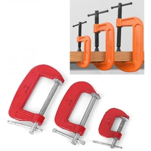 G Tipi Işkence Metal Kelepçe Marangoz Tamirci Mengenesi 3 Parça C Kıskaç