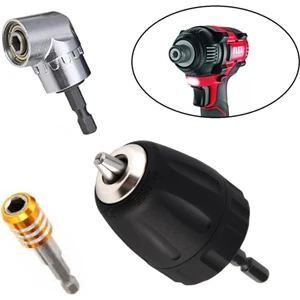 Şarjlı Vidama Matkap Için 1/4 Hex Adaptörlü Mandren Köşe Vidalama Hızlı Bits Adaptör Seti 3 Parça