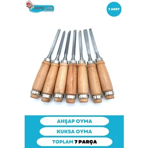 Ahşap Oyma Keski Iskarpela Bıçak Alet Seti Kaşık Kuksa Oval Oyma Yontma Torna Çakısı 7 Li Set