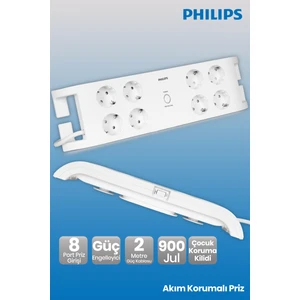 SPN3080B 2 Metre 8'li Akım Korumalı Priz
