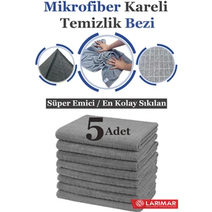 5 Adet Mikrofiber Kareli Genel Temizlik Bezi Duvar ve Yer Silme Bezi Sıkılması En Rahat Bez 50*70CM