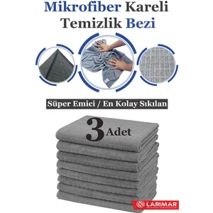 3 Adet Mikrofiber Kareli Genel Temizlik Bezi Duvar ve Yer Silme Bezi Sıkılması En Rahat Bez 50*70CM